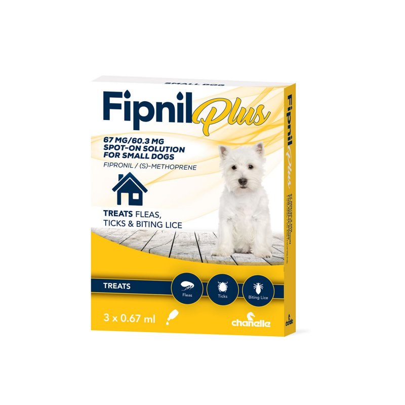 Chanelle Chanelle Fipnil Plus Spot on For Small Dogs 2 - 10kg - 3 Pipettes
