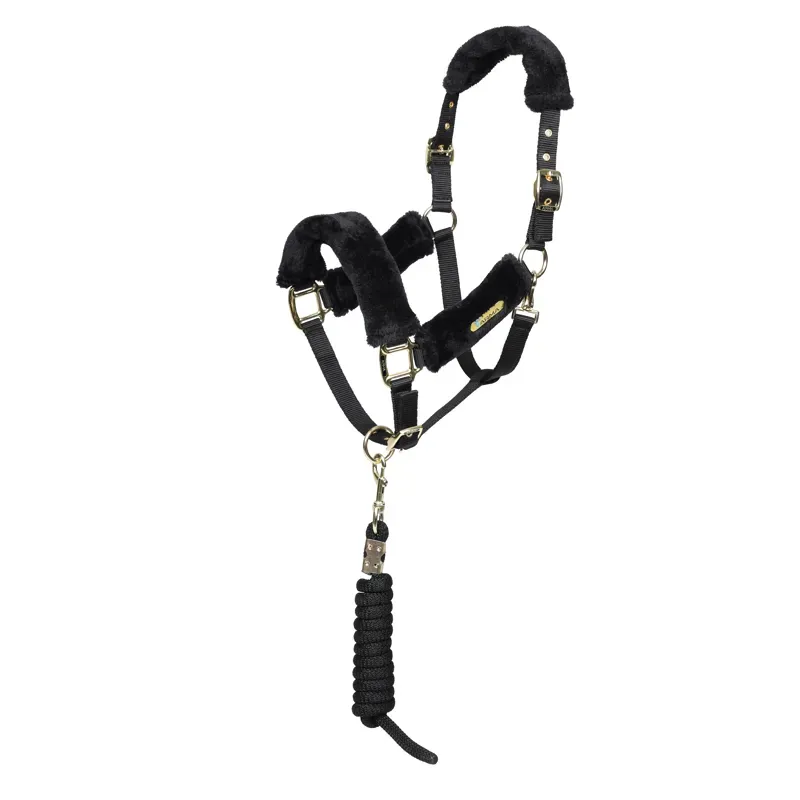 ARMA Faux Fur Headcollar and Lead Rope in Black