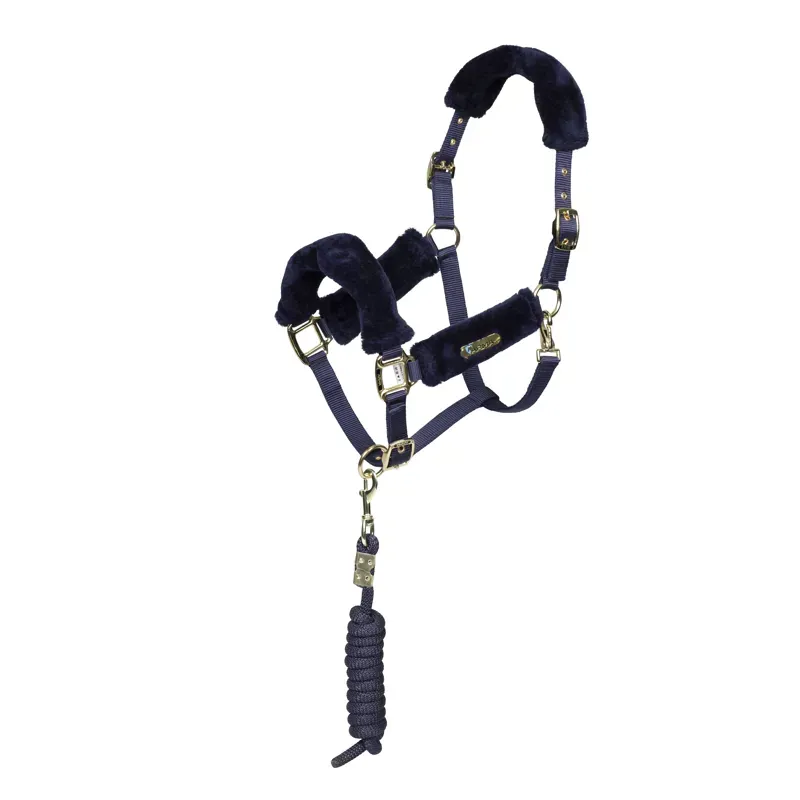 ARMA Faux Fur Headcollar and Lead Rope in Navy