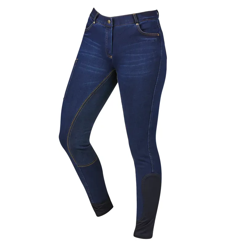 Dublin Ladies Shona Full Suede Seat Denim Breeches in Blue Denim/Navy