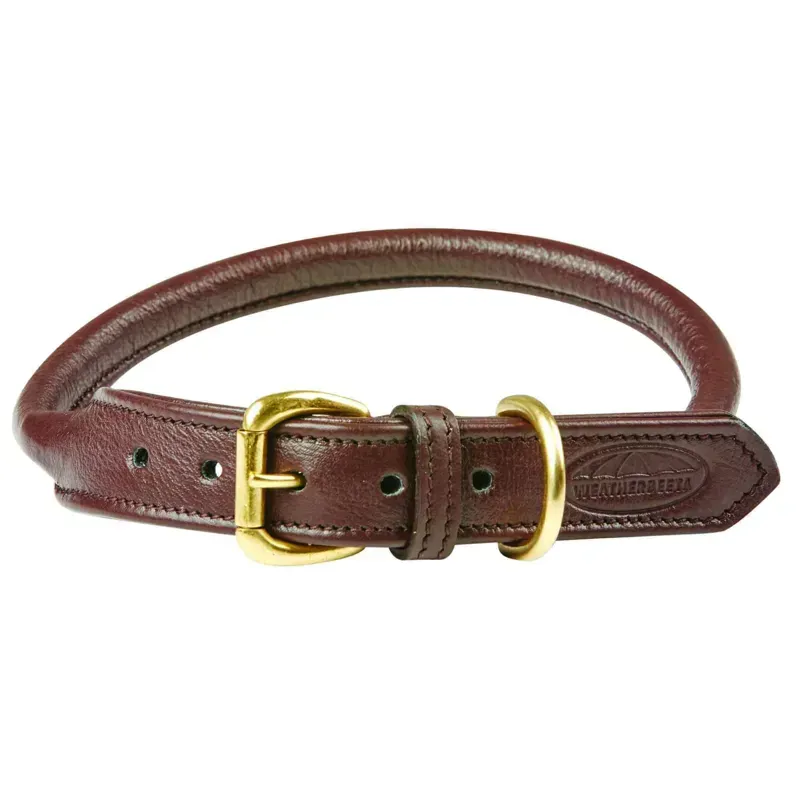 WeatherBeeta Rolled Leather Dog Collar in Brown