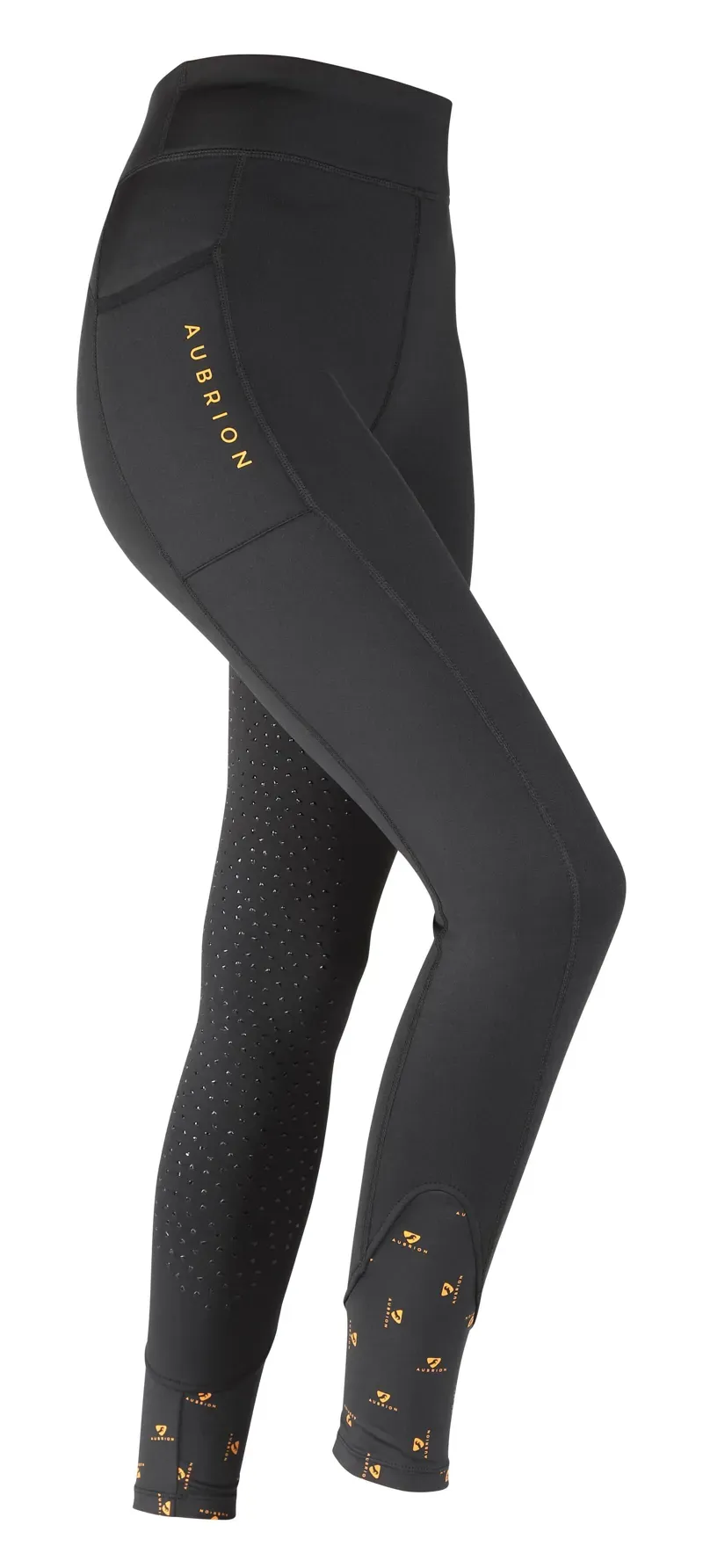 Aubrion Maids Porter Winter Riding Tights in Jet Black