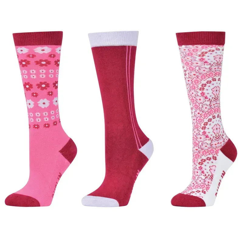 Dublin Kids One Size 3 Pack Socks in Pretty In Pink