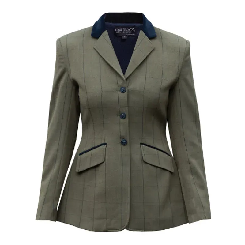 Equetech Bellingham Deluxe Stretch Tweed Riding Jacket in Green