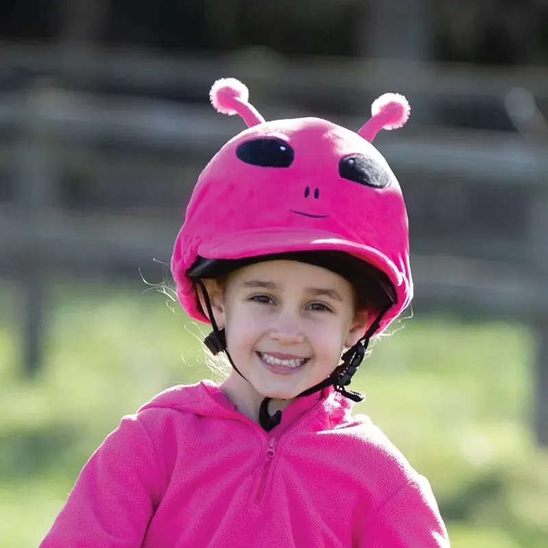 Equetech One Size Childs Astro Alien Hat Silk in Hot Pink-2
