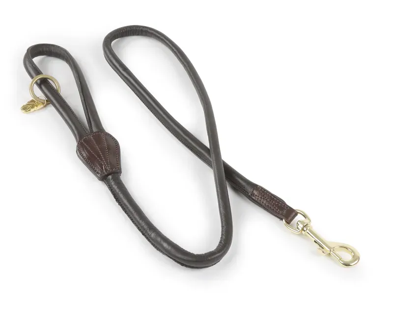 Digby and Fox Rolled Leather Dog Lead in Brown