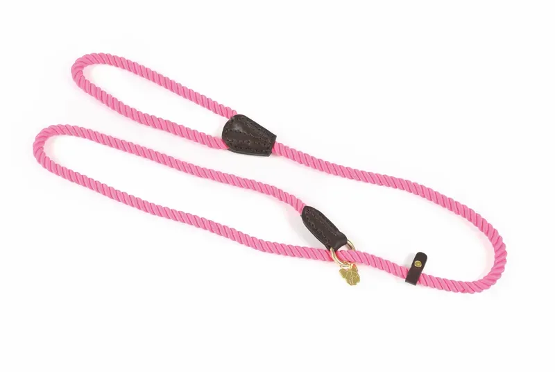 Digby and Fox Rope Slip Dog Lead in Pink