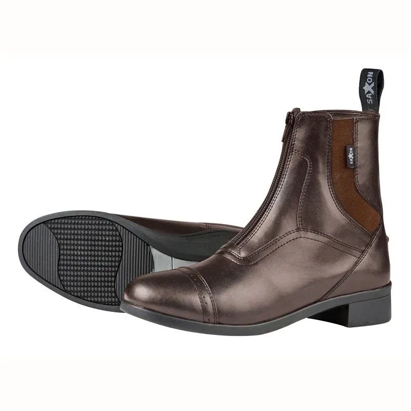 Saxon Syntovia Adult Zip Paddock Boots Brown