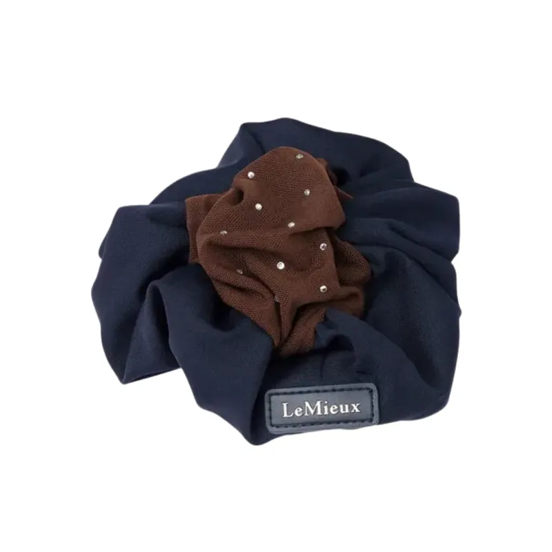 LeMieux Scrunchie With Crystal Hair Net in Navy and Brown