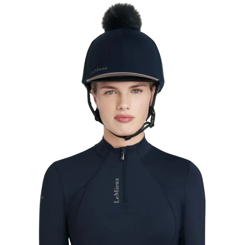 LeMieux Classique Pom Hat Silk In Navy 