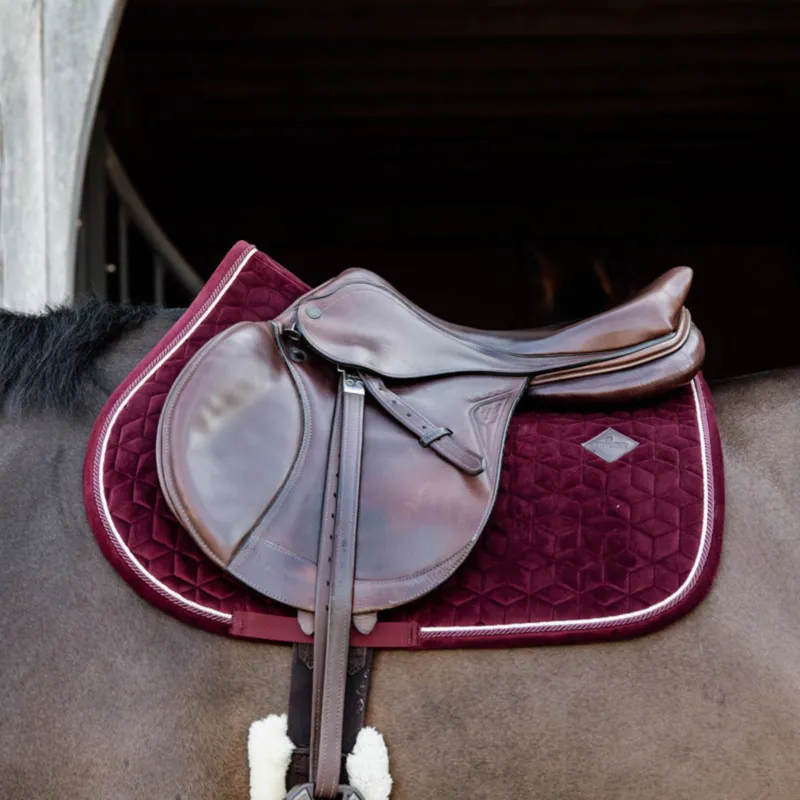 Kentucky Jumping Saddle Pad Velvet in Bordeaux-1