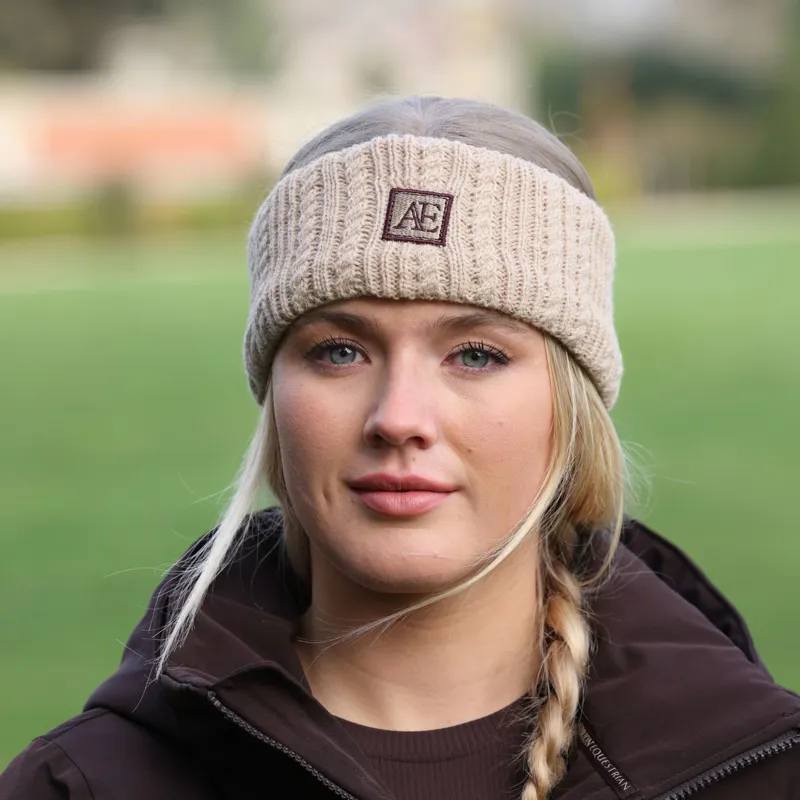 Aubrion Equestrian Knit Head Band in Oat -1