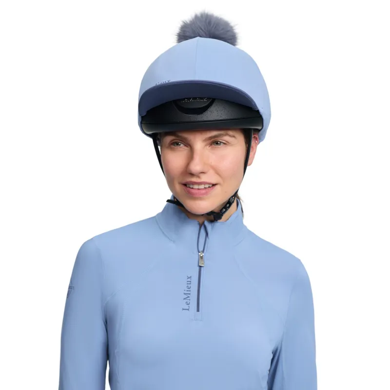 LeMieux Classique Pom Hat Silk in Powder Blue-2