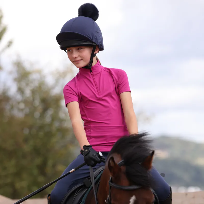 Aubrion React Young Rider Short Sleeve Base Layer in Fuchsia-2