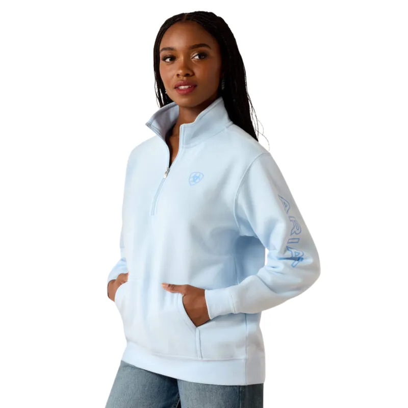 Ariat Logo 1/2 Zip Sweatshirt in Nantucket Breeze