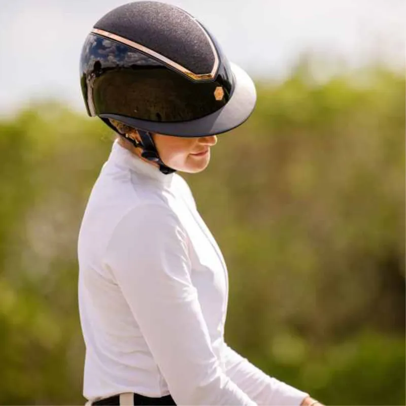 Charles Owen Kylo Riding Hat Black Gloss/Rose Gold Sparkly Wide Peak with Mips-2