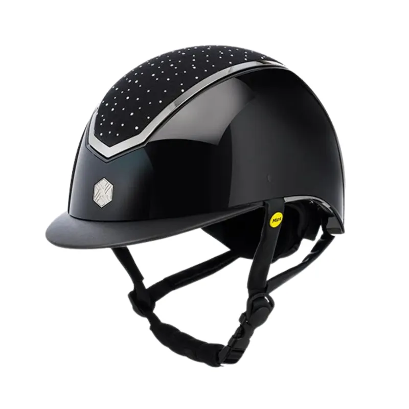 Charles Owen Kylo Crystal Riding Hat Black Gloss/Chrome with Mips
