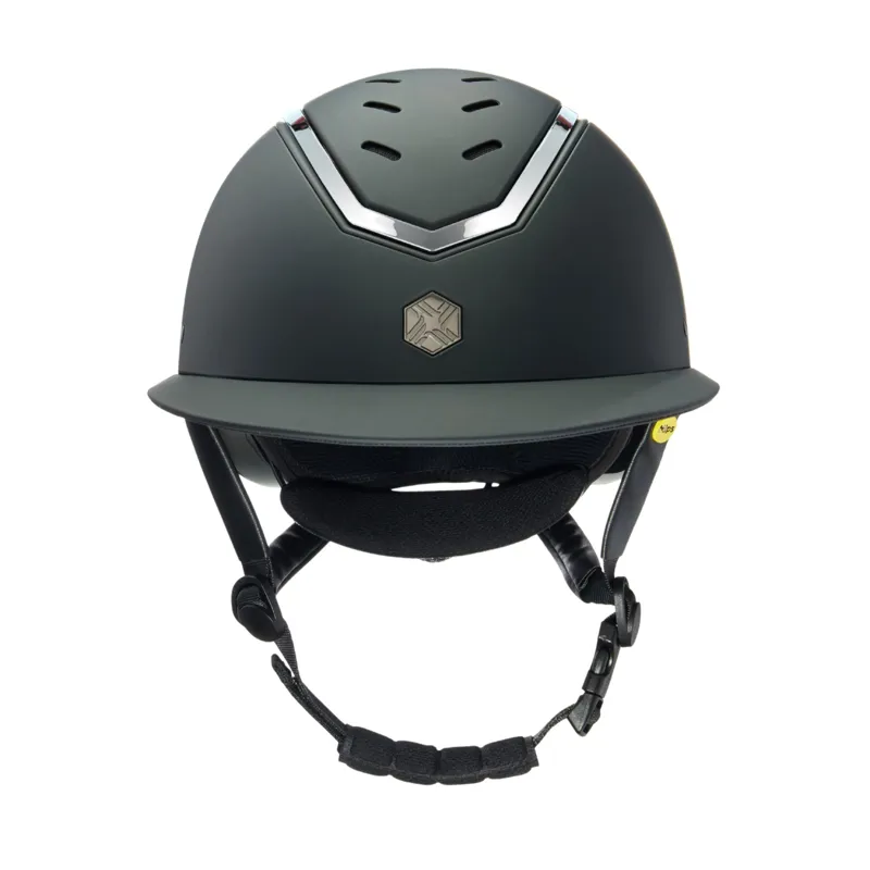 Charles Owen Kylo Riding Hat Black Matt/Silver Wide Peak with Mips-1