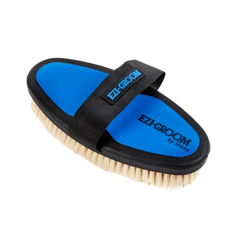 Shires Large Ezi-Groom Grip Body Brush With Goat Hair In Bright Blue