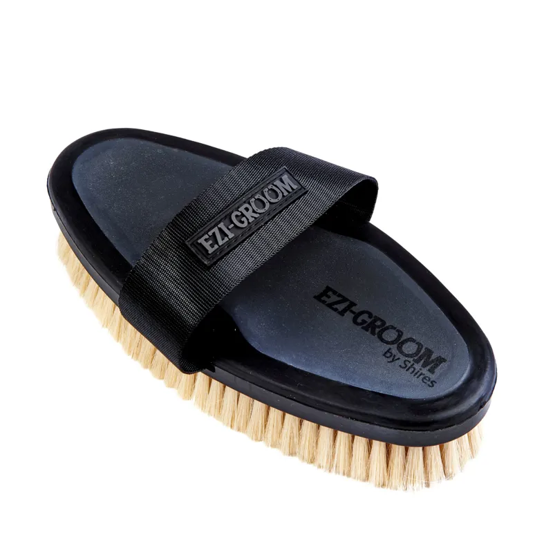 Shires Large Ezi-Groom Grip Body Brush With Goat Hair in Black