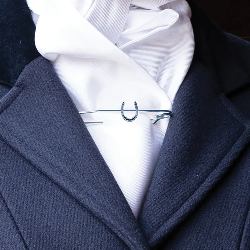 Equetech Traditional Horseshoe Stock Pin in Silver -1