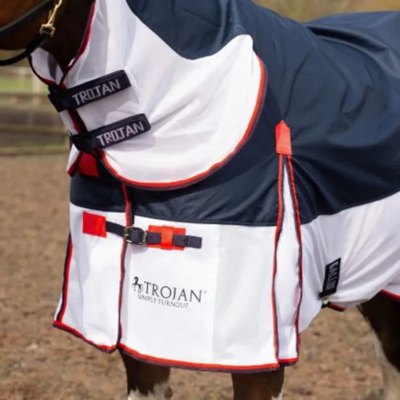 Gallop Trojan Hybrid Combo Fly Rug In Navy and White-1