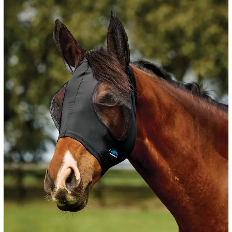Weatherbeeta Comfitec Deluxe Stretch Fly Mask With Ears in Black/Black
