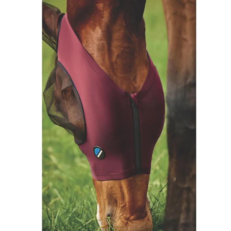 Weatherbeeta Comfitec Deluxe Stretch Fly Mask With Ears in Burgundy/Black-1