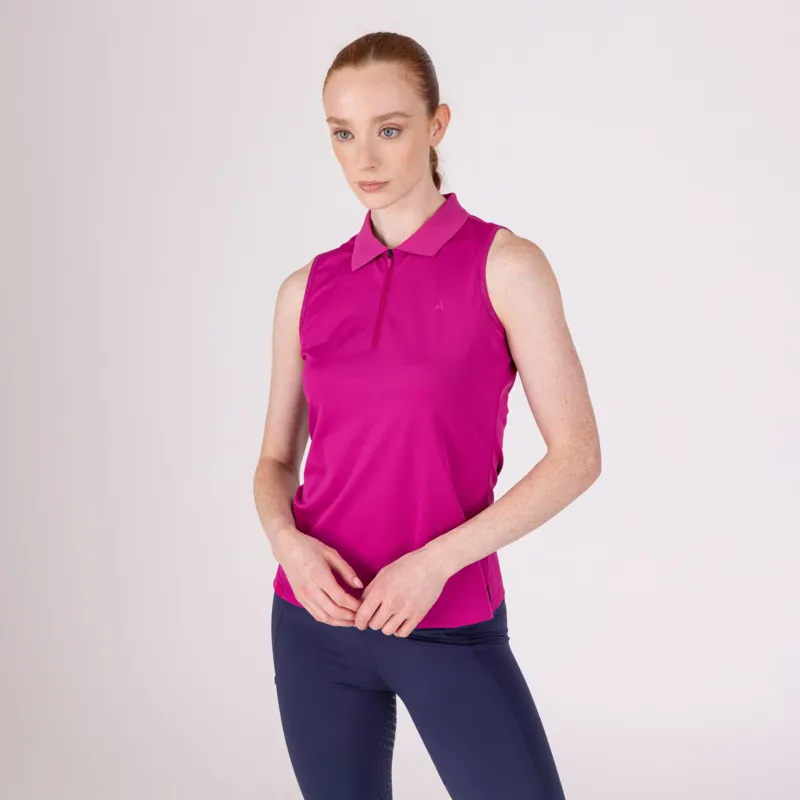 Aubrion React Sleeveless Tech Polo in Fuchsia-2