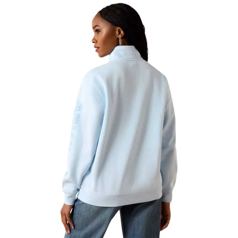 Ariat Logo 1/2 Zip Sweatshirt in Nantucket Breeze-1