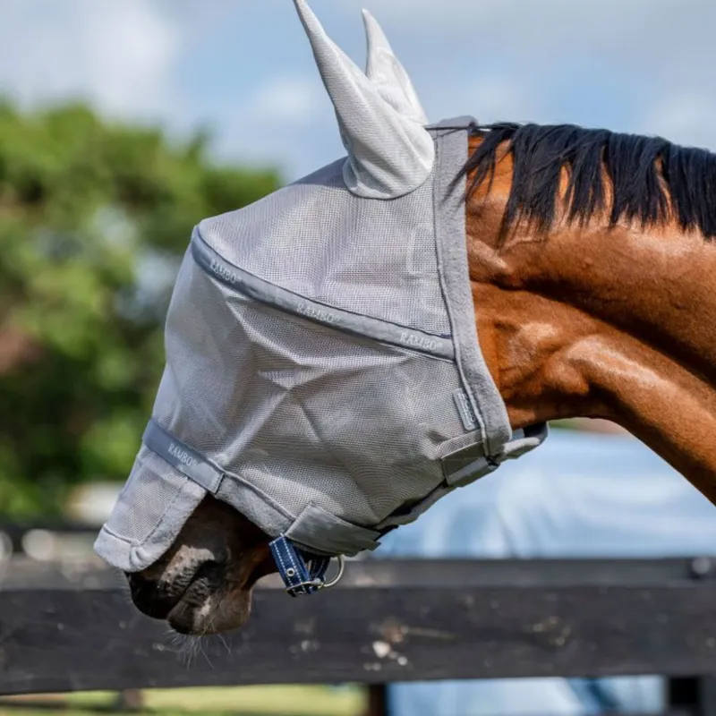 Horseware Rambo Fly Mask in Silver and Titanium Grey-2