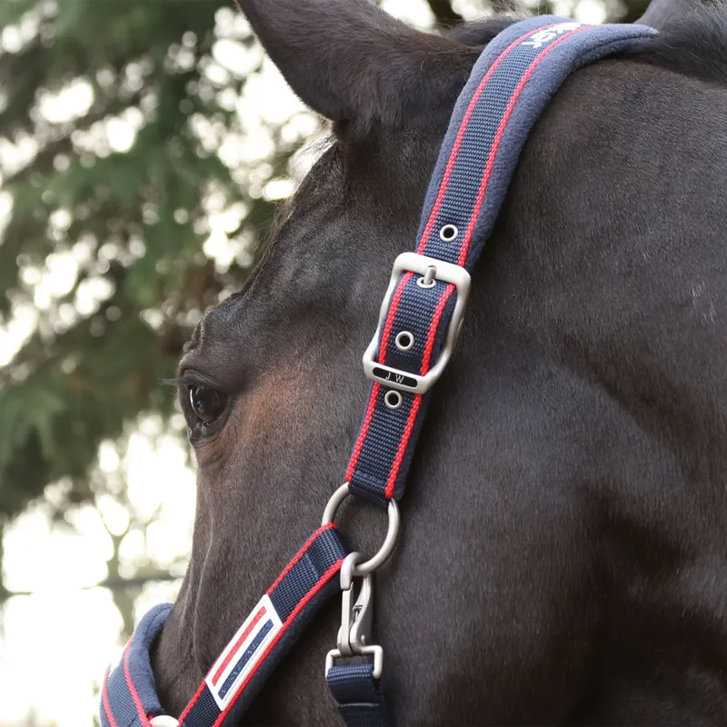 Whitaker Airflo Headcollar with Lead Rope Set in Navy/Red-2