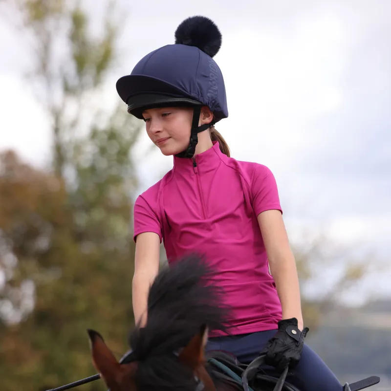 Aubrion React Young Rider Short Sleeve Base Layer in Fuchsia-3