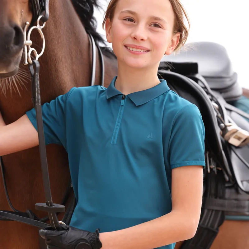 Aubrion React Young Rider Tech Polo in Kingfisher -2