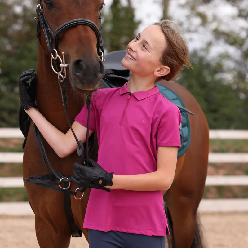 Aubrion React Young Rider Tech Polo Fuchsia-2