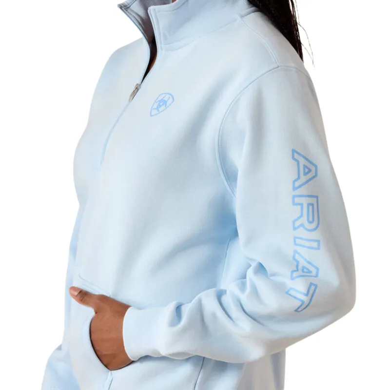 Ariat Logo 1/2 Zip Sweatshirt in Nantucket Breeze-2