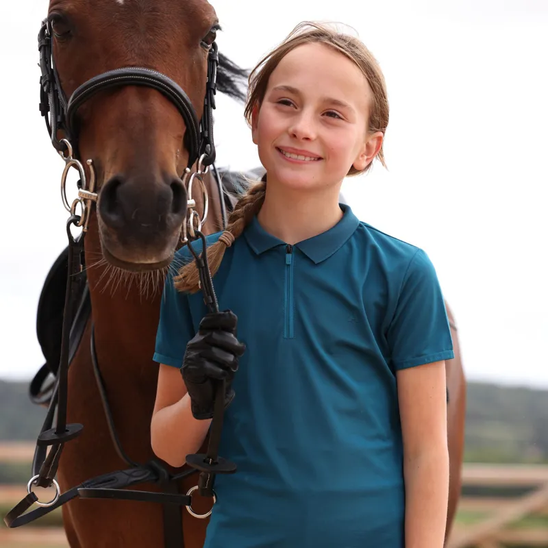 Aubrion React Young Rider Tech Polo in Kingfisher -3