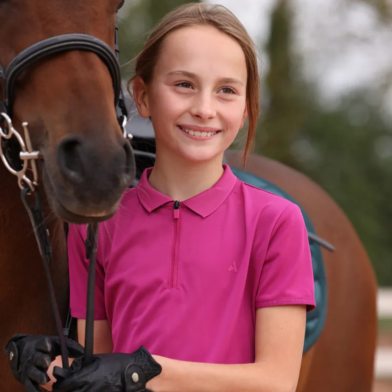 Aubrion React Young Rider Tech Polo Fuchsia-3
