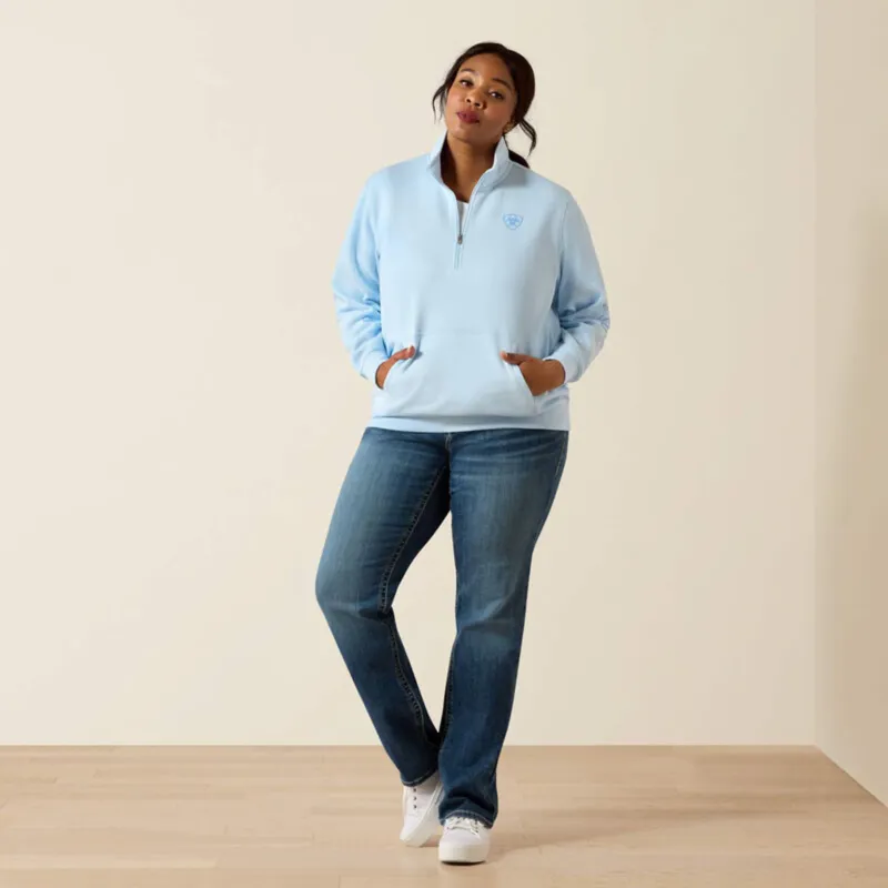Ariat Logo 1/2 Zip Sweatshirt in Nantucket Breeze-3