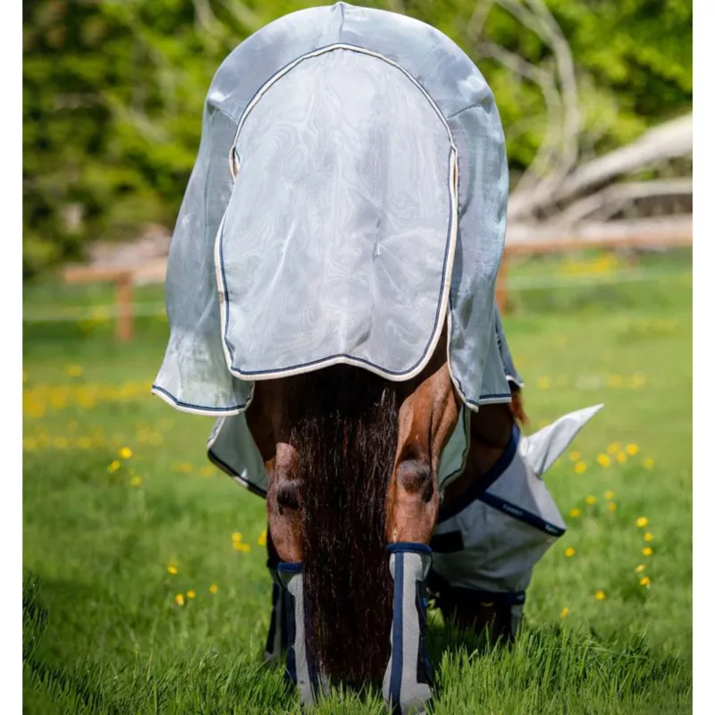 Horseware Rambo Protector Plus Fly Rug in Silver and Navy-3