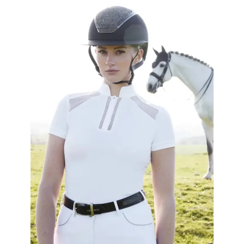 LeMieux Camille Short Sleeve Show Shirt in White-3