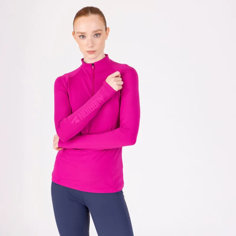 Aubrion React Long Sleeve Base Layer in Fuchsia-1