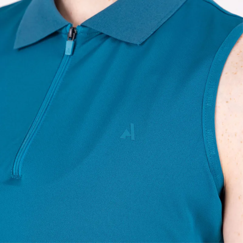 Aubrion React Sleeveless Tech Polo in Kingfisher-2