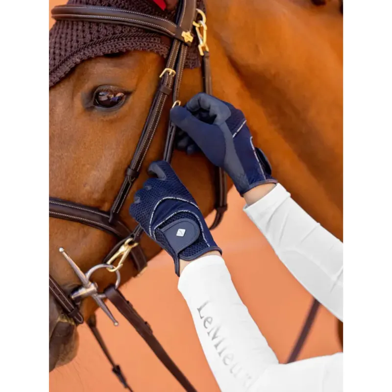 LeMieux Pro Touch 3D Mesh Adults Riding Gloves in Navy-1