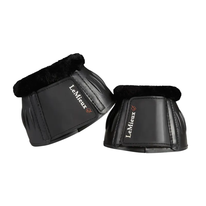LeMieux Rubber Bell Boots With Fleece in Black-1
