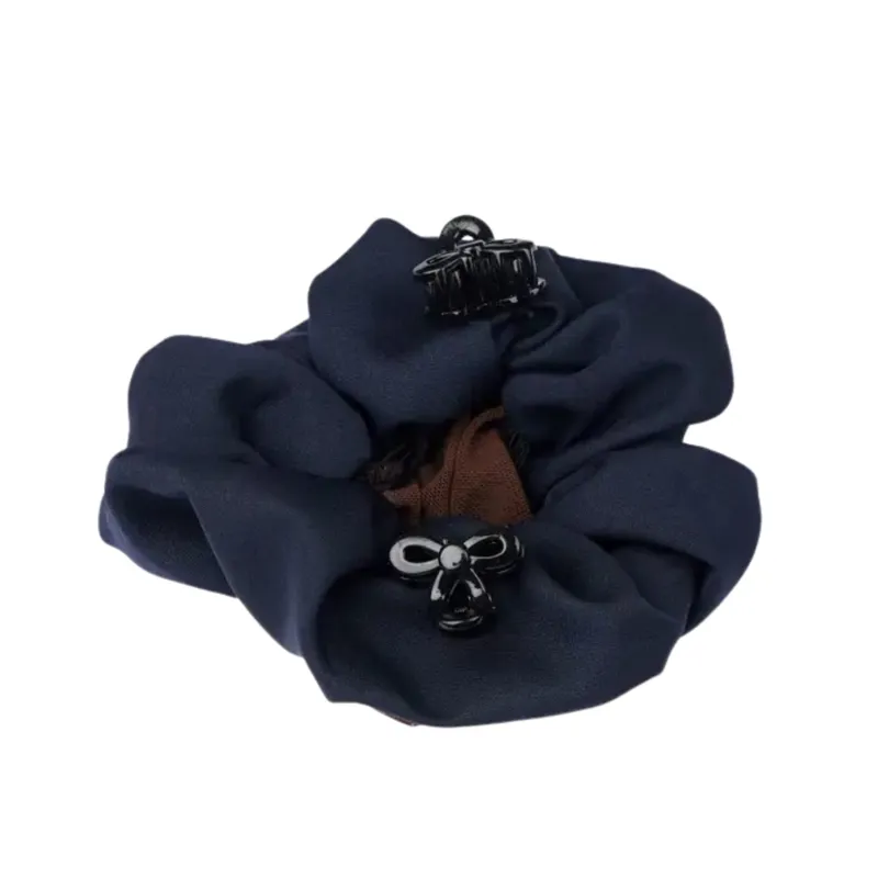 LeMieux Scrunchie With Crystal Hair Net in Navy and Brown-1