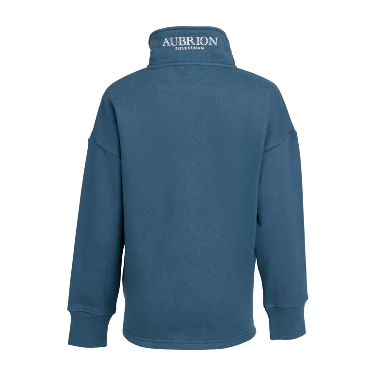 Aubrion Equestrian Quarter Zip Sweater  Young Rider in Estate Blue -1