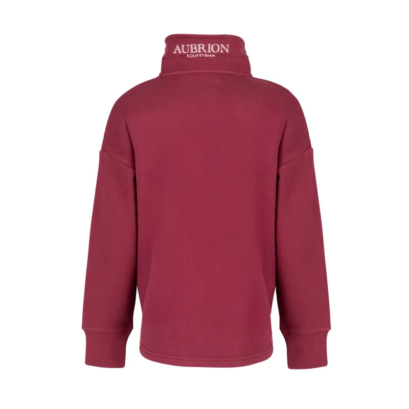 Aubrion Equestrian Quarter Zip Sweater Young Rider in Port-1