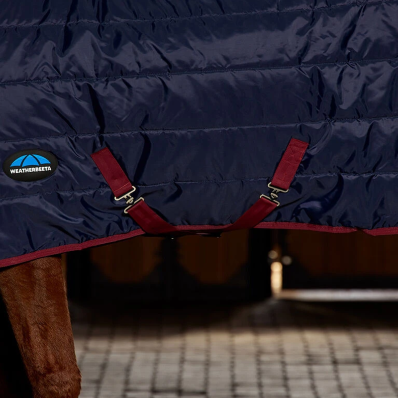 Weatherbeeta Comfitec 210D Channel Quilt Stable Standard 100g Rug in Navy/Burgundy -1