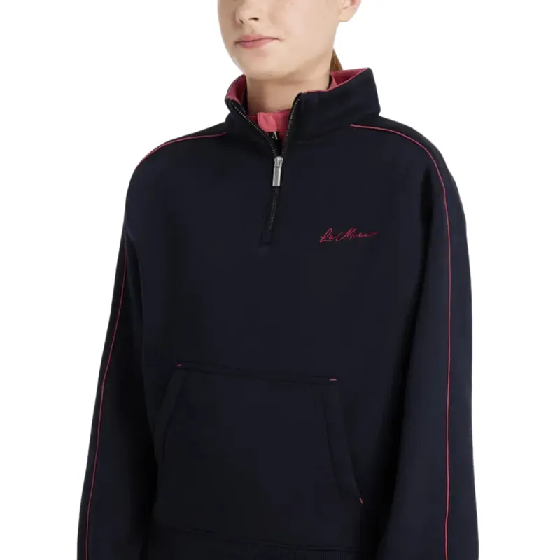 LeMieux Young Rider Kate Quarter Zip Sweat in Navy and Cranberry-2